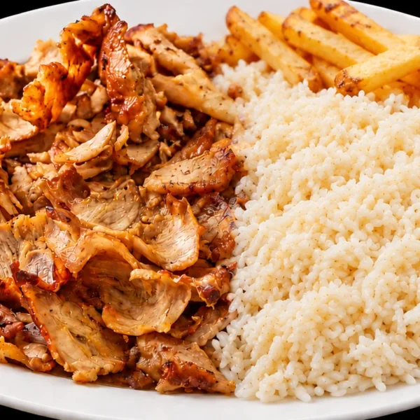 Kebab with rice and chips – Noble Kebaba